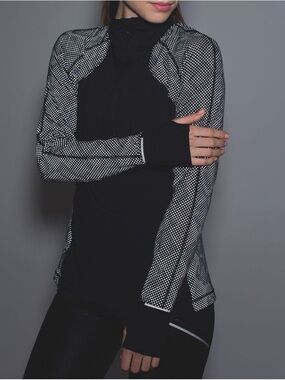 Lululemon Black and White Lights Out Zip-Front Active Athletic Jacket